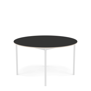 MUUTO stół okrągły BASE Ø 128cm czarny nanolaminat / sklejka / biała podstawa
