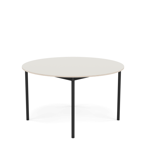 MUUTO stół okrągły BASE Ø 128cm biały nanolaminat / sklejka / czarna podstawa