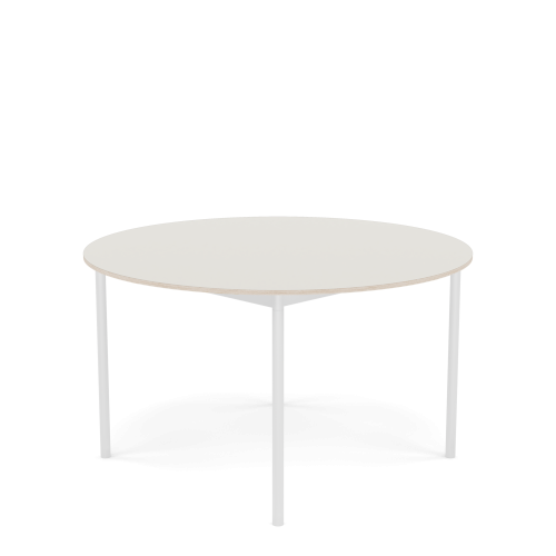 MUUTO stół okrągły BASE Ø 128cm biały nanolaminat / sklejka / biała podstawa