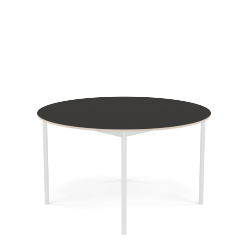 MUUTO stół okrągły BASE Ø 128cm czarne linoleum / sklejka / biała podstawa