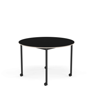 MUUTO stół okrągły z kółkami BASE Ø 110cm czarny laminat / sklejka / czarna podstawa