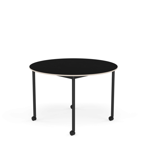 MUUTO stół okrągły z kółkami BASE Ø 110cm czarny laminat / sklejka / czarna podstawa