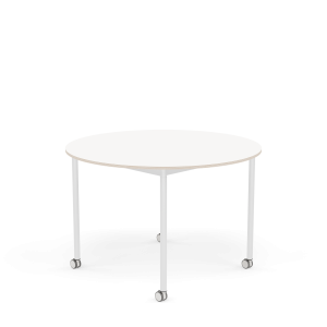 MUUTO stół okrągły z kółkami BASE Ø 110cm biały laminat / sklejka / biała podstawa