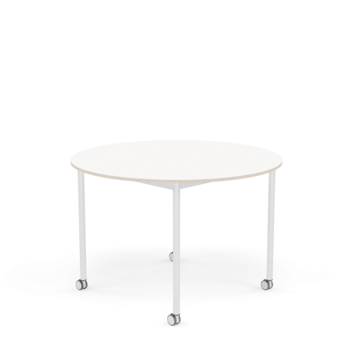 MUUTO stół okrągły z kółkami BASE Ø 110cm biały laminat / sklejka / biała podstawa