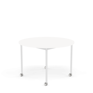MUUTO stół okrągły z kółkami BASE Ø 110cm biały laminat / biały ABS / biała podstawa
