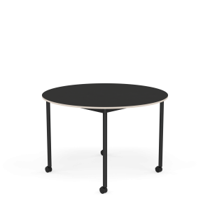MUUTO stół okrągły z kółkami BASE Ø 110cm czarny nanolaminat / sklejka / czarna podstawa
