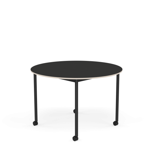 MUUTO stół okrągły z kółkami BASE Ø 110cm czarny nanolaminat / sklejka / czarna podstawa