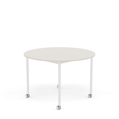 MUUTO stół okrągły z kółkami BASE Ø 110cm biały nanolaminat / sklejka / biała podstawa