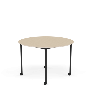 MUUTO stół okrągły z kółkami BASE Ø 110cm fornir dębowy / sklejka / czarna podstawa