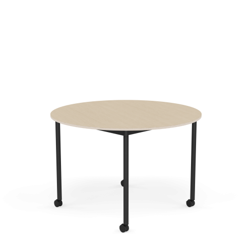 MUUTO stół okrągły z kółkami BASE Ø 110cm fornir dębowy / sklejka / czarna podstawa