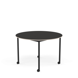 MUUTO stół okrągły z kółkami BASE Ø 110cm czarne linoleum / sklejka / czarna podstawa