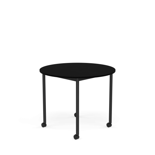 MUUTO stół okrągły z kółkami BASE Ø 90cm czarny laminat / czarny ABS / czarna podstawa