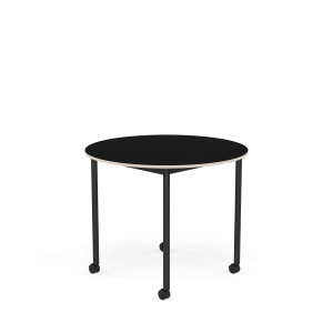 MUUTO stół okrągły z kółkami BASE Ø 90cm czarny laminat / sklejka / czarna podstawa