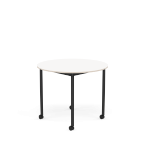 MUUTO stół okrągły z kółkami BASE Ø 90cm biały laminat / sklejka / czarna podstawa