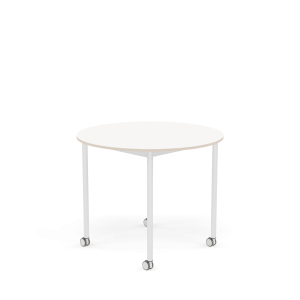 MUUTO stół okrągły z kółkami BASE Ø 90cm biały laminat / sklejka / biała podstawa