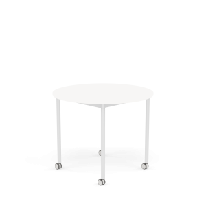 MUUTO stół okrągły z kółkami BASE Ø 90cm biały laminat / biały ABS / biała podstawa