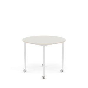 MUUTO stół okrągły z kółkami BASE Ø 90cm biały nanolaminat / sklejka / biała podstawa