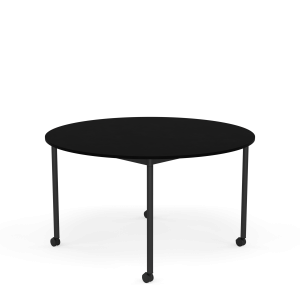 MUUTO stół okrągły z kółkami BASE Ø 128cm czarny laminat / czarny ABS / czarna podstawa