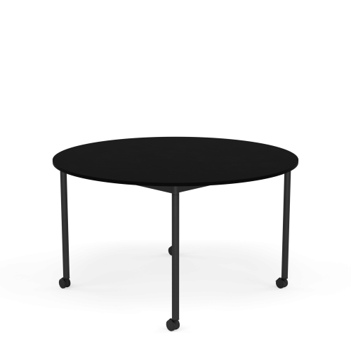 MUUTO stół okrągły z kółkami BASE Ø 128cm czarny laminat / czarny ABS / czarna podstawa