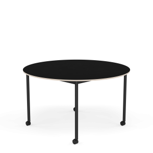 MUUTO stół okrągły z kółkami BASE Ø 128cm czarny laminat / sklejka / czarna podstawa