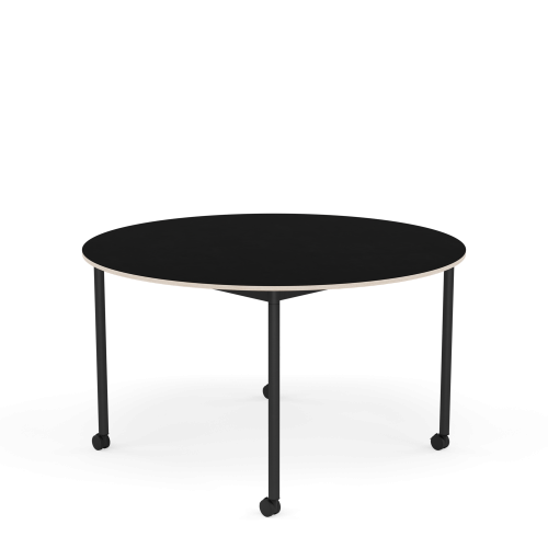 MUUTO stół okrągły z kółkami BASE Ø 128cm czarny laminat / sklejka / czarna podstawa