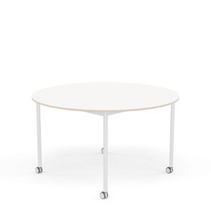 MUUTO stół okrągły z kółkami BASE Ø 128cm biały laminat / sklejka / biała podstawa