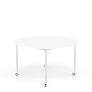 MUUTO stół okrągły z kółkami BASE Ø 128cm biały laminat / biały ABS / biała podstawa