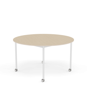 MUUTO stół okrągły z kółkami BASE Ø 128cm fornir dębowy / sklejka / biała podstawa