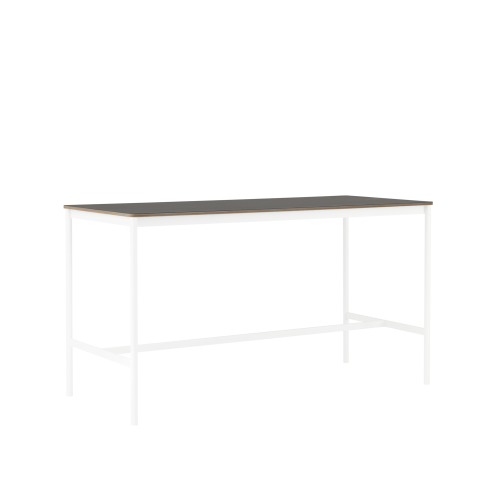 MUUTO stół barowy BASE HIGH 190x85x105h czarne linoleum / sklejka / biała podstawa