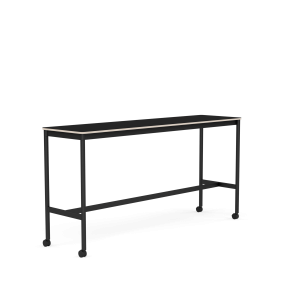 MUUTO stół barowy na kółkach BASE HIGH 190x50x95h czarny laminat / sklejka / czarna podstawa