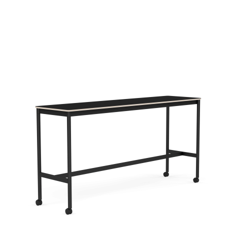 MUUTO stół barowy na kółkach BASE HIGH 190x50x95h czarny laminat / sklejka / czarna podstawa