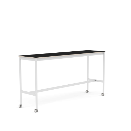 MUUTO stół barowy na kółkach BASE HIGH 190x50x95h czarny laminat / sklejka / biała podstawa