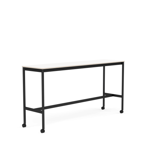 MUUTO stół barowy na kółkach BASE HIGH 190x50x95h biały laminat / sklejka / czarna podstawa