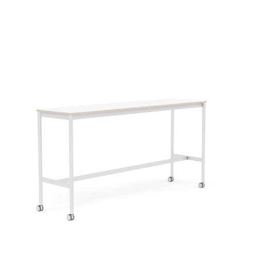 MUUTO stół barowy na kółkach BASE HIGH 190x50x95h biały laminat / sklejka / biała podstawa