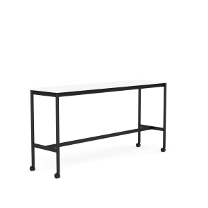 MUUTO stół barowy na kółkach BASE HIGH 190x50x95h biały laminat / biały ABS / czarna podstawa