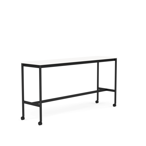 MUUTO stół barowy na kółkach BASE HIGH 190x50x95h biały laminat / biały ABS / czarna podstawa
