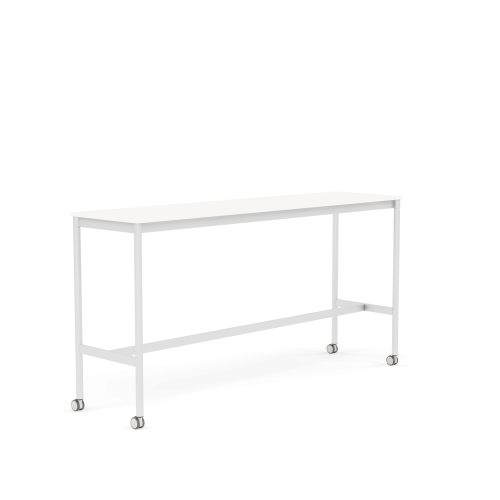 MUUTO stół barowy na kółkach BASE HIGH 190x50x95h biały laminat / biały ABS / biała podstawa