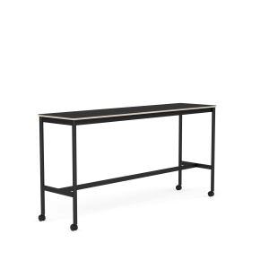 MUUTO stół barowy na kółkach BASE HIGH 190x50x95h czarny nanolaminat / sklejka / czarna podstawa