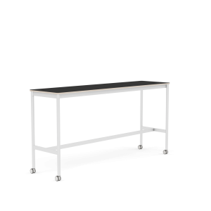 MUUTO stół barowy na kółkach BASE HIGH 190x50x95h czarny nanolaminat / sklejka / biała podstawa