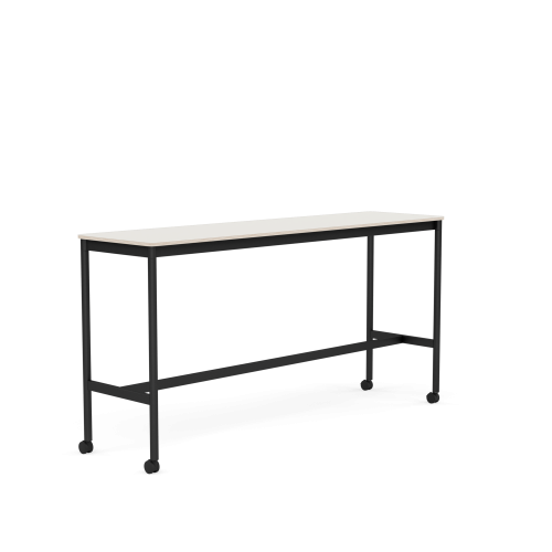 MUUTO stół barowy na kółkach BASE HIGH 190x50x95h biały nanolaminat / sklejka / czarna podstawa
