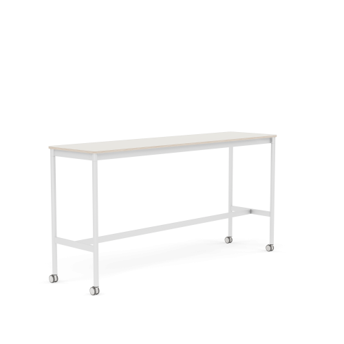 MUUTO stół barowy na kółkach BASE HIGH 190x50x95h biały nanolaminat / sklejka / biała podstawa