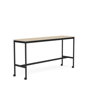 MUUTO stół barowy na kółkach BASE HIGH 190x50x95h fornir dębowy / sklejka / czarna podstawa