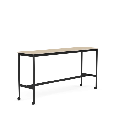 MUUTO stół barowy na kółkach BASE HIGH 190x50x95h fornir dębowy / sklejka / czarna podstawa