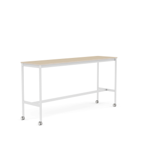 MUUTO stół barowy na kółkach BASE HIGH 190x50x95h fornir dębowy / sklejka / biała podstawa