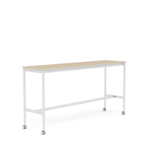 MUUTO stół barowy na kółkach BASE HIGH 190x50x95h fornir dębowy / sklejka / biała podstawa