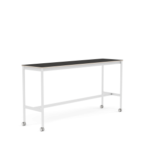 MUUTO stół barowy na kółkach BASE HIGH 190x50x95h czarne linoleum / sklejka / biała podstawa