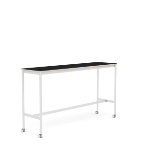 MUUTO stół barowy na kółkach BASE HIGH 190x50x105h czarny laminat / sklejka / biała podstawa