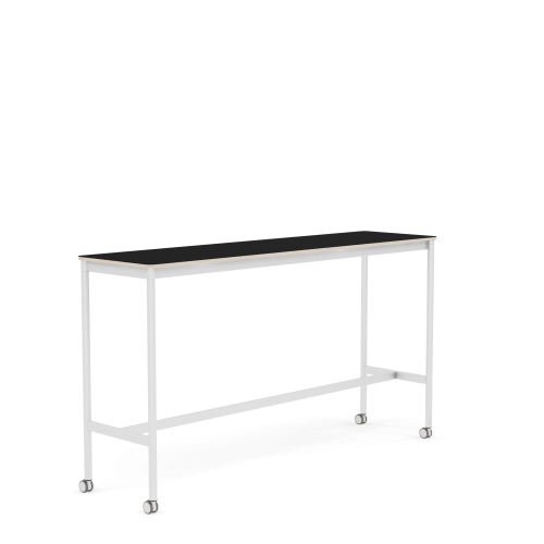 MUUTO stół barowy na kółkach BASE HIGH 190x50x105h czarny laminat / sklejka / biała podstawa