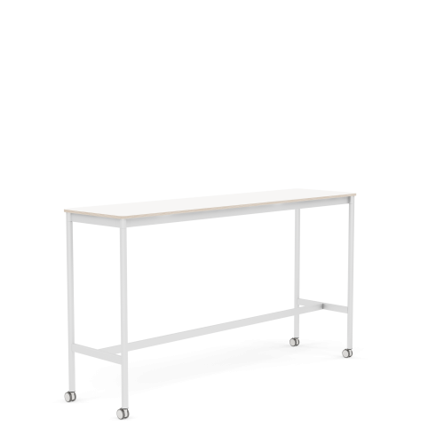 MUUTO stół barowy na kółkach BASE HIGH 190x50x105h biały laminat / sklejka / biała podstawa