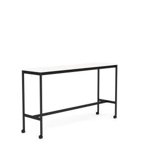 MUUTO stół barowy na kółkach BASE HIGH 190x50x105h biały laminat / biały ABS / czarna podstawa
